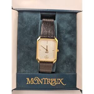 Vtg Montreux Jostens Private Label General Electric Mens Watch Lizard‎ Unworn!